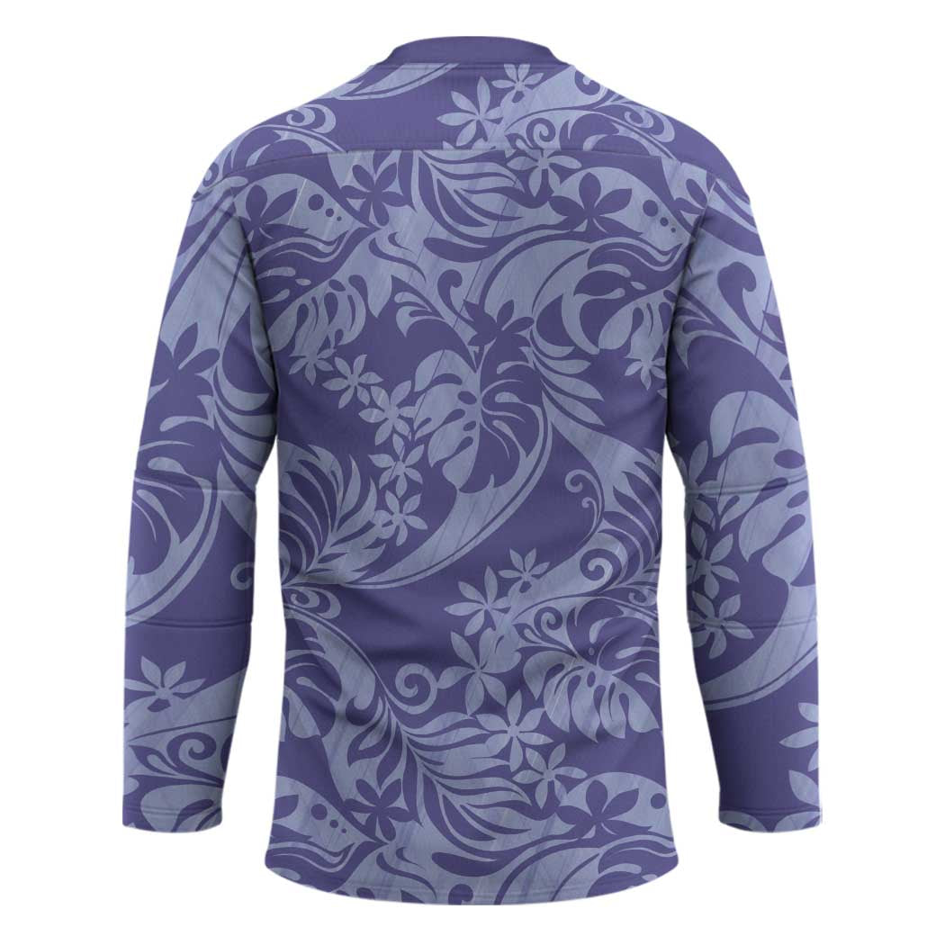 Tahiti Vareau Tiare Floral Hockey Jersey Monstera Palm Tropical Leaves - Polynesian Pride