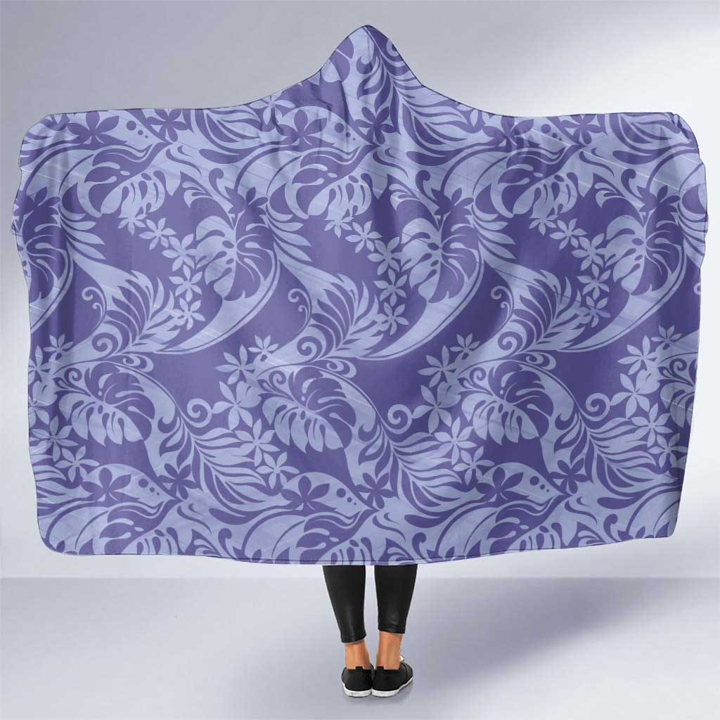 Tahiti Vareau Tiare Floral Hooded Blanket Monstera Palm Tropical Leaves - Polynesian Pride