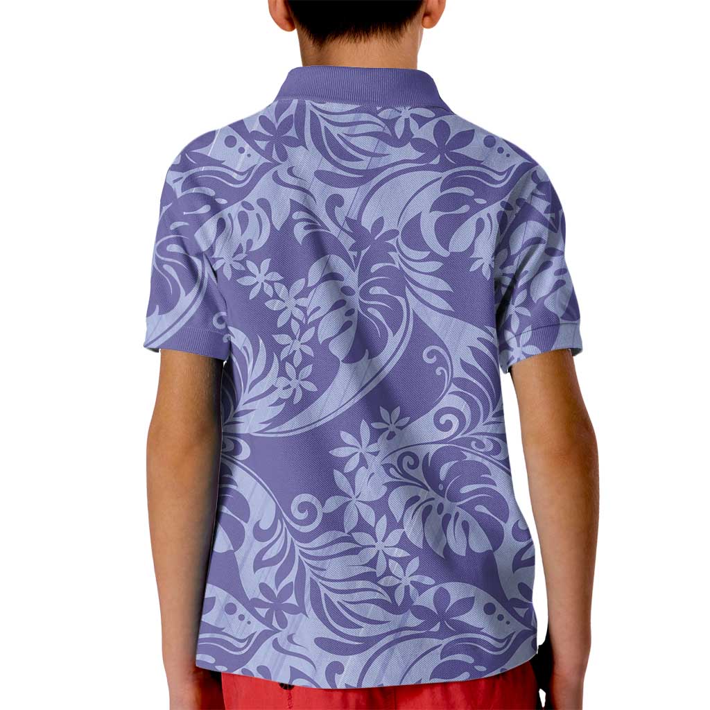 Tahiti Vareau Tiare Floral Kid Polo Shirt Monstera Palm Tropical Leaves - Polynesian Pride