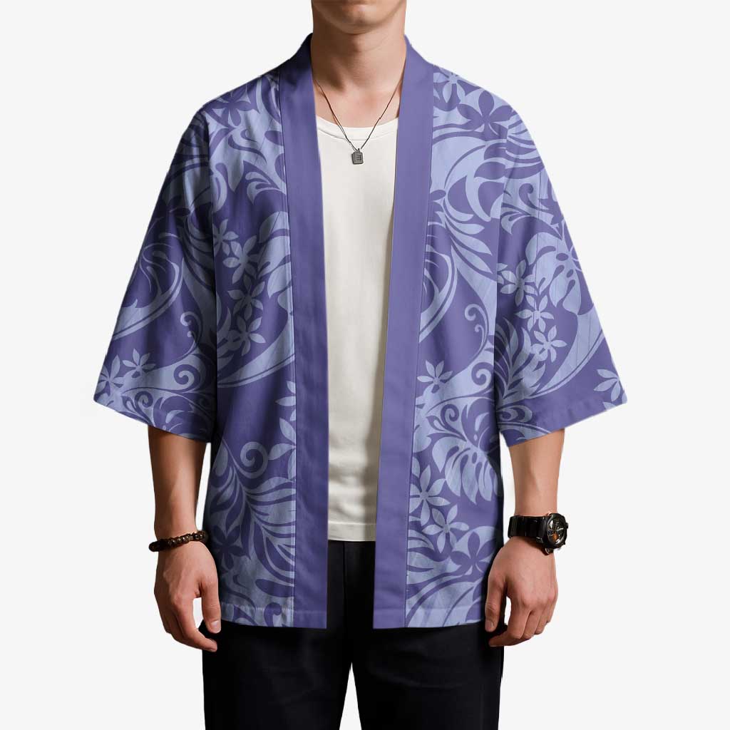 Tahiti Vareau Tiare Floral Kimono Monstera Palm Tropical Leaves - Polynesian Pride