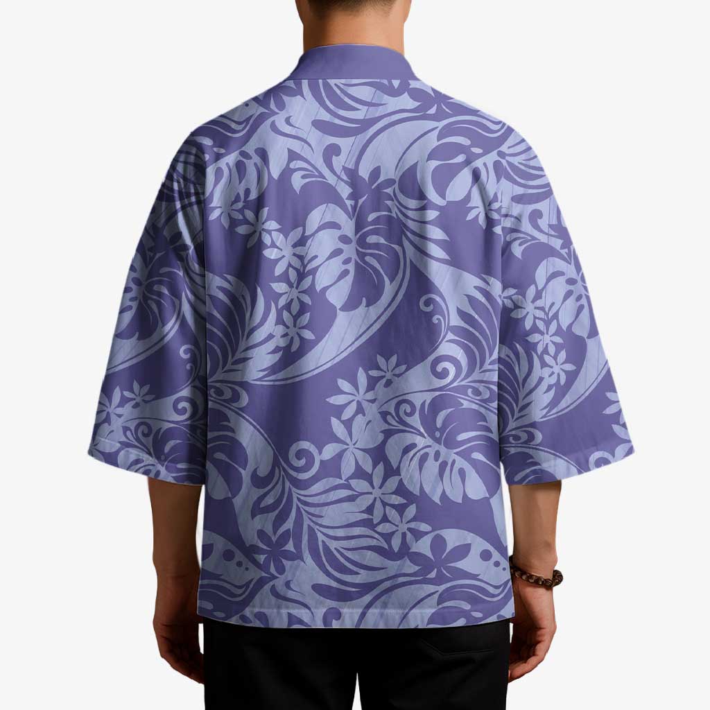 Tahiti Vareau Tiare Floral Kimono Monstera Palm Tropical Leaves - Polynesian Pride