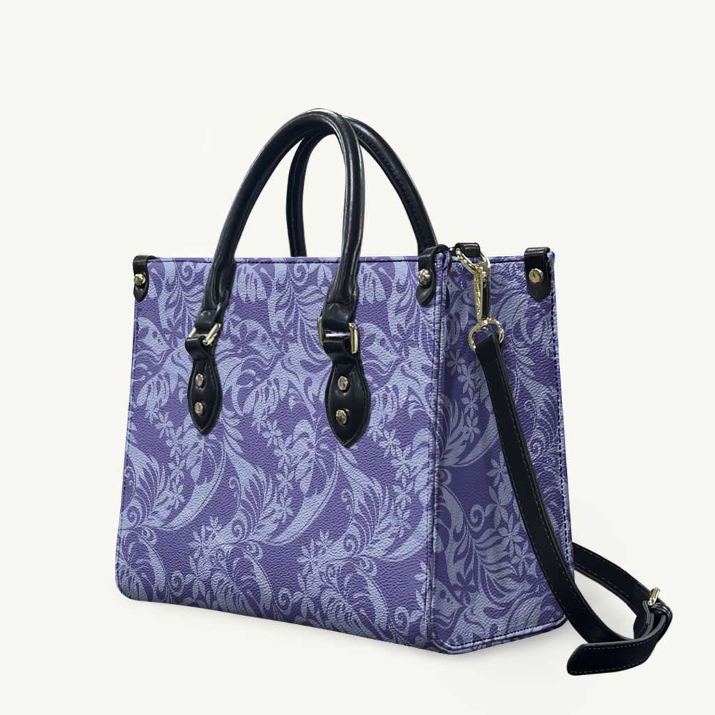 Tahiti Vareau Tiare Floral Leather Bag Monstera Palm Tropical Leaves - Polynesian Pride