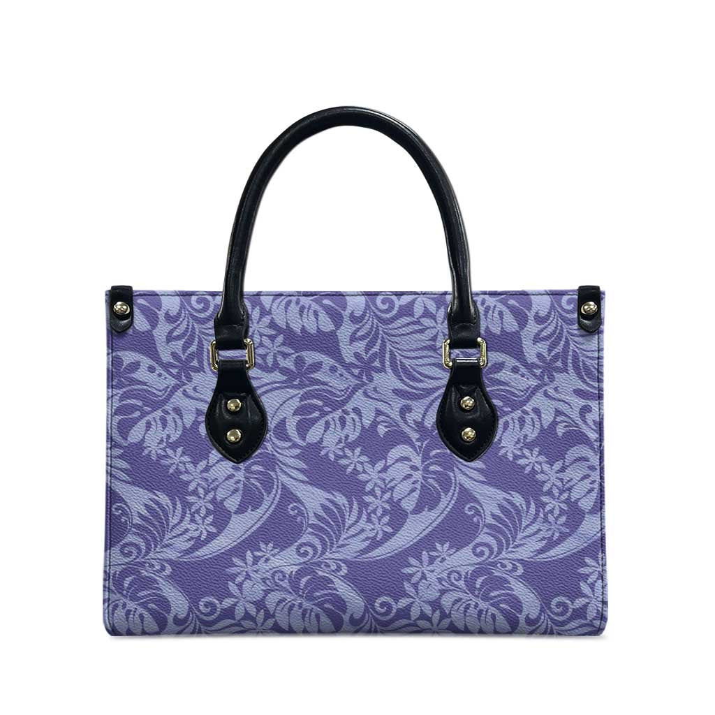 Tahiti Vareau Tiare Floral Leather Bag Monstera Palm Tropical Leaves - Polynesian Pride