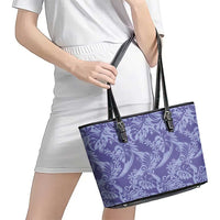 Tahiti Vareau Tiare Floral Leather Tote Bag Monstera Palm Tropical Leaves - Polynesian Pride