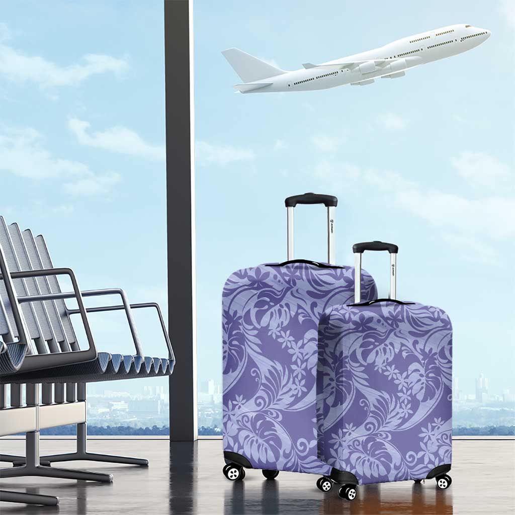 Tahiti Vareau Tiare Floral Luggage Cover Monstera Palm Tropical Leaves - Polynesian Pride