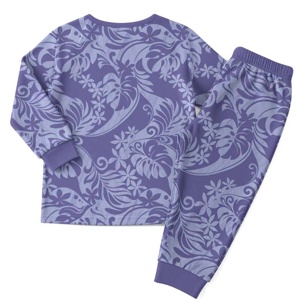 Tahiti Vareau Tiare Floral Christmas Pajama Set Monstera Palm Tropical Leaves - Polynesian Pride