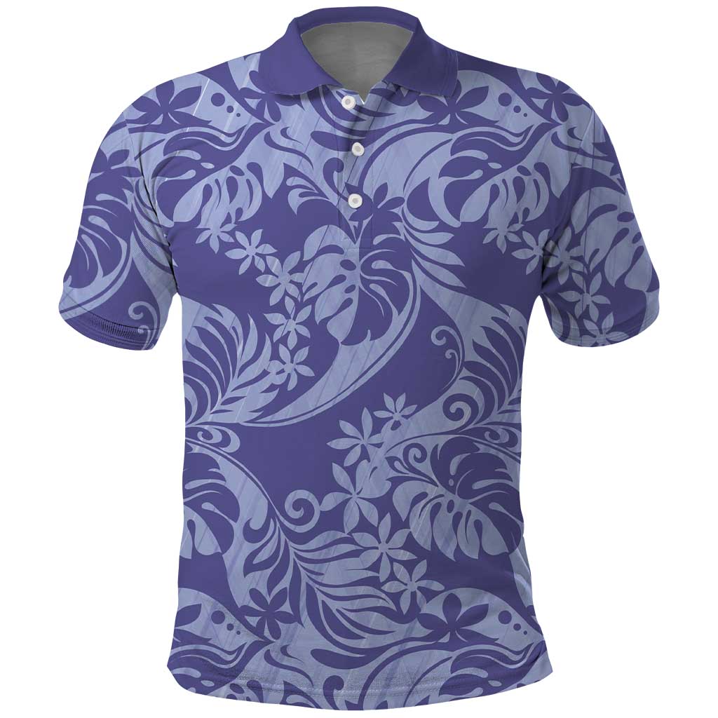 Tahiti Vareau Tiare Floral Polo Shirt Monstera Palm Tropical Leaves - Polynesian Pride
