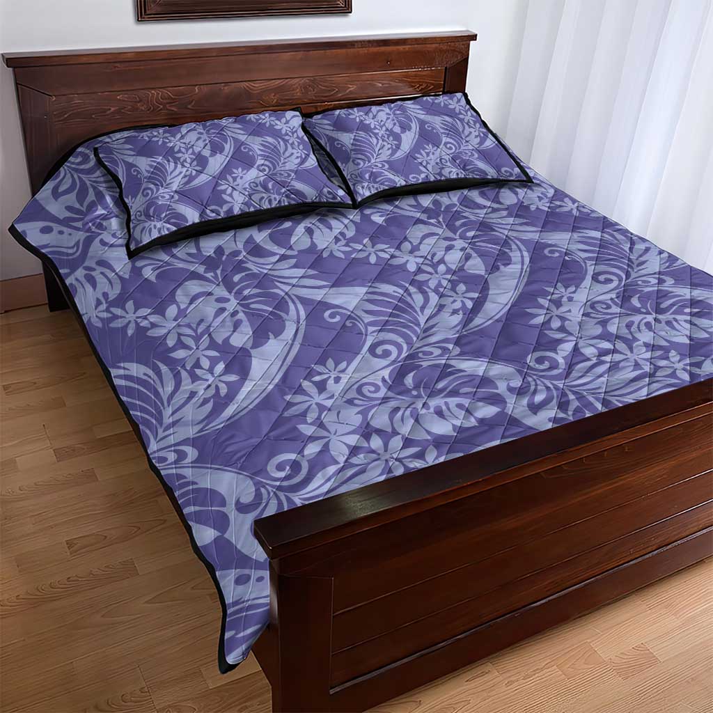 Tahiti Vareau Tiare Floral Quilt Bed Set Monstera Palm Tropical Leaves - Polynesian Pride