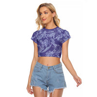 Tahiti Vareau Tiare Floral Raglan Cropped T Shirt Monstera Palm Tropical Leaves - Polynesian Pride
