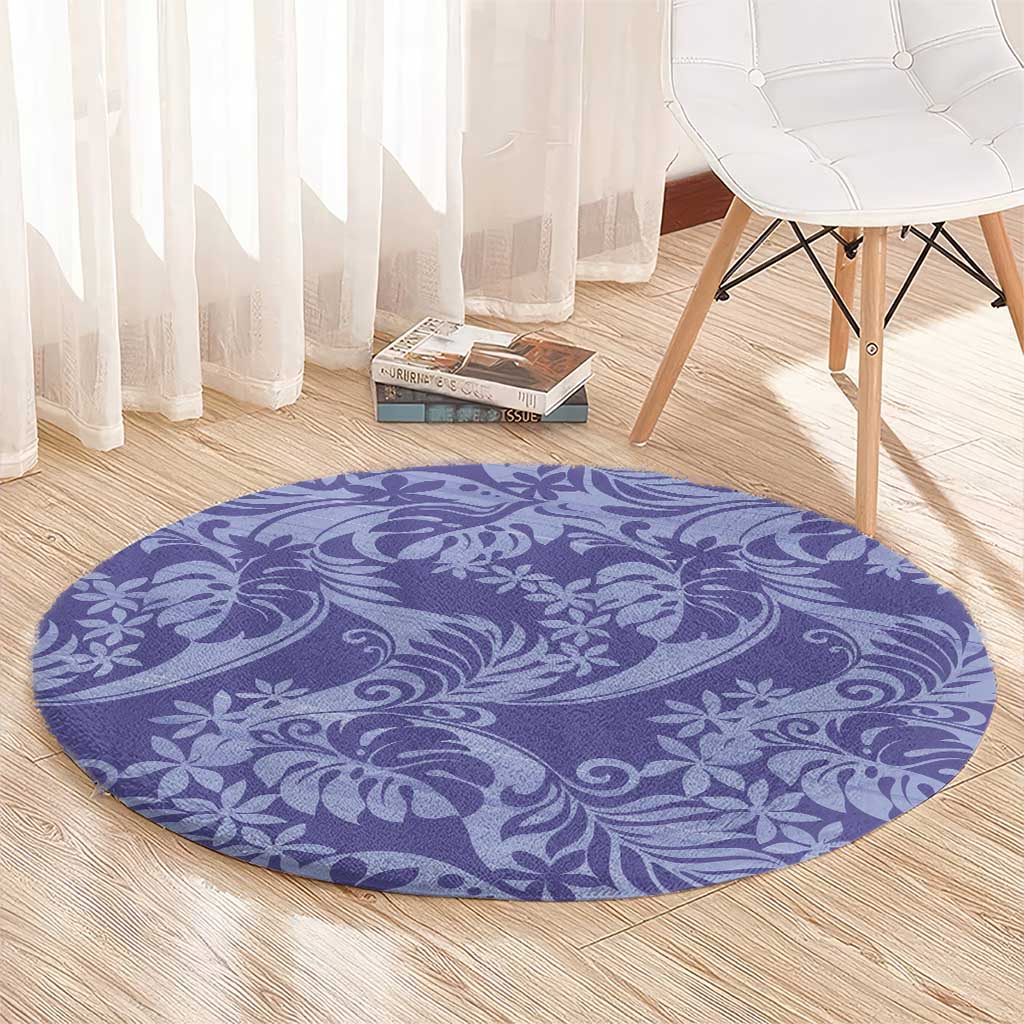 Tahiti Vareau Tiare Floral Round Carpet Monstera Palm Tropical Leaves - Polynesian Pride