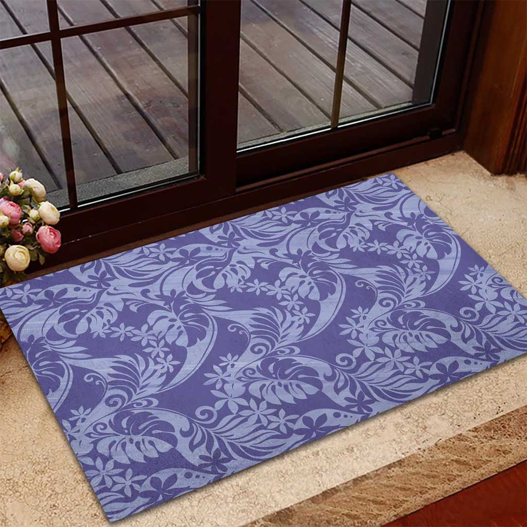 Tahiti Vareau Tiare Floral Rubber Doormat Monstera Palm Tropical Leaves - Polynesian Pride