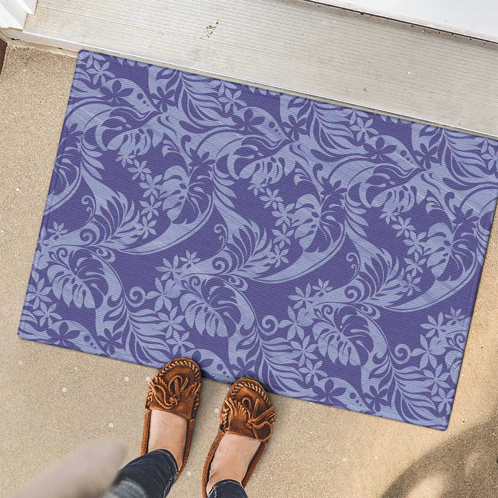 Tahiti Vareau Tiare Floral Rubber Doormat Monstera Palm Tropical Leaves - Polynesian Pride