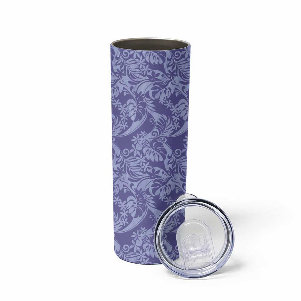Tahiti Vareau Tiare Floral Skinny Tumbler Monstera Palm Tropical Leaves LT01 - Polynesian Pride