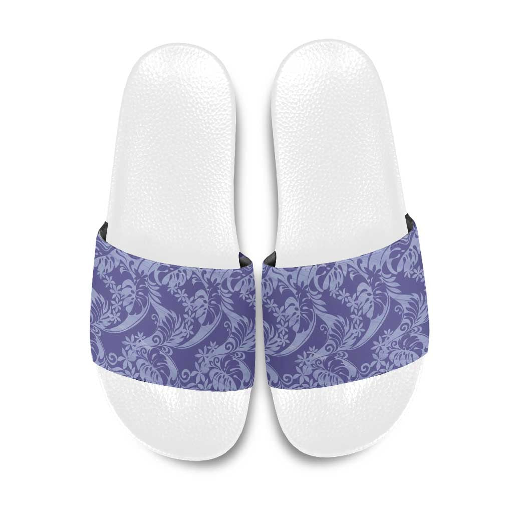 Tahiti Vareau Tiare Floral Slide Sandals Monstera Palm Tropical Leaves - Polynesian Pride