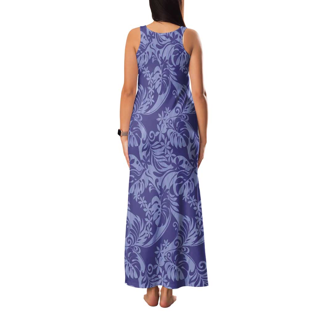 Tahiti Vareau Tiare Floral Tank Maxi Dress Monstera Palm Tropical Leaves - Polynesian Pride