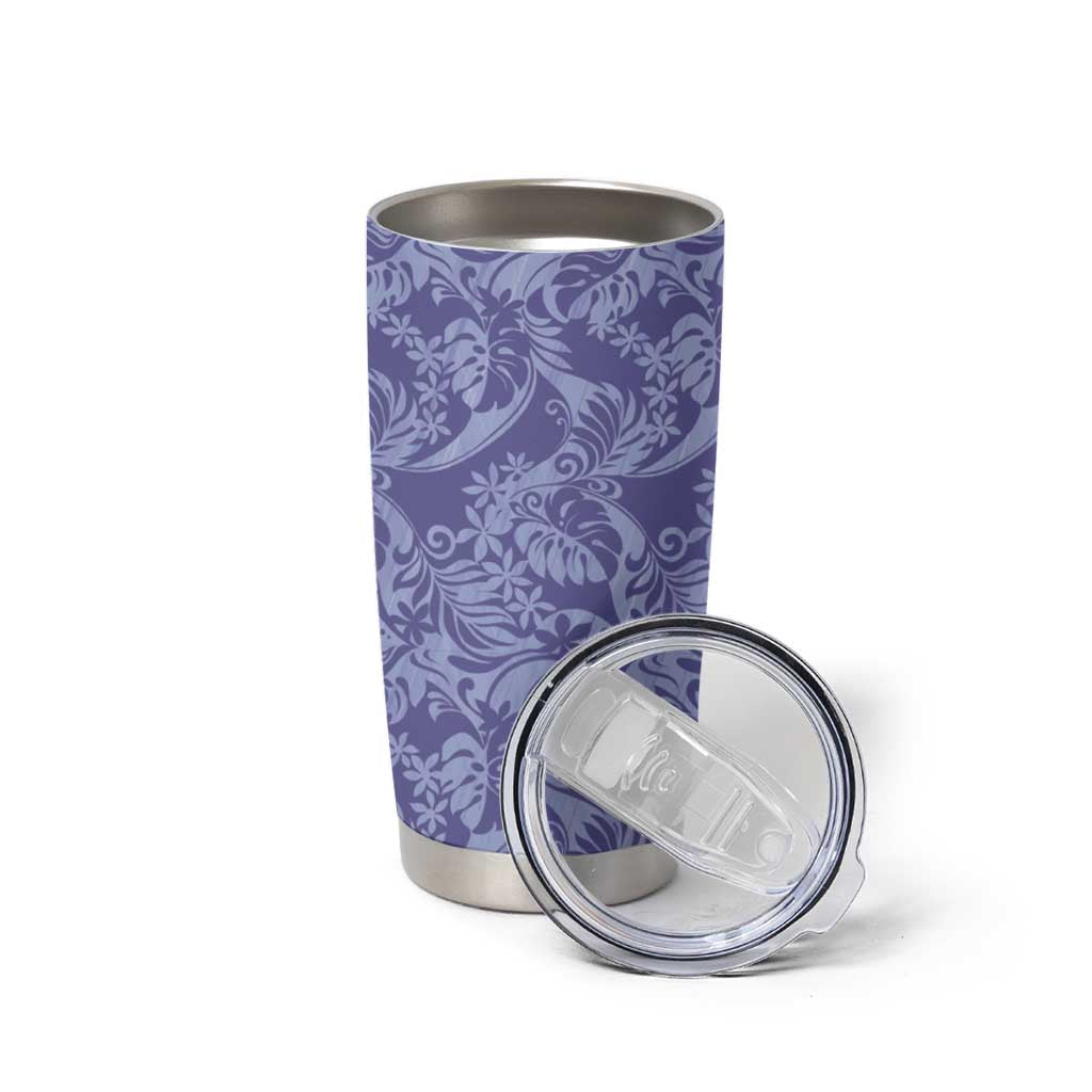 Tahiti Vareau Tiare Floral Tumbler Cup Monstera Palm Tropical Leaves - Polynesian Pride
