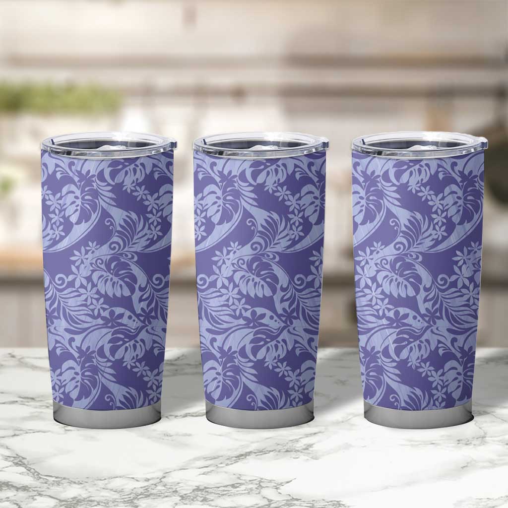 Tahiti Vareau Tiare Floral Tumbler Cup Monstera Palm Tropical Leaves - Polynesian Pride