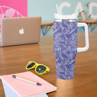 Tahiti Vareau Tiare Floral Tumbler With Handle Monstera Palm Tropical Leaves - Polynesian Pride