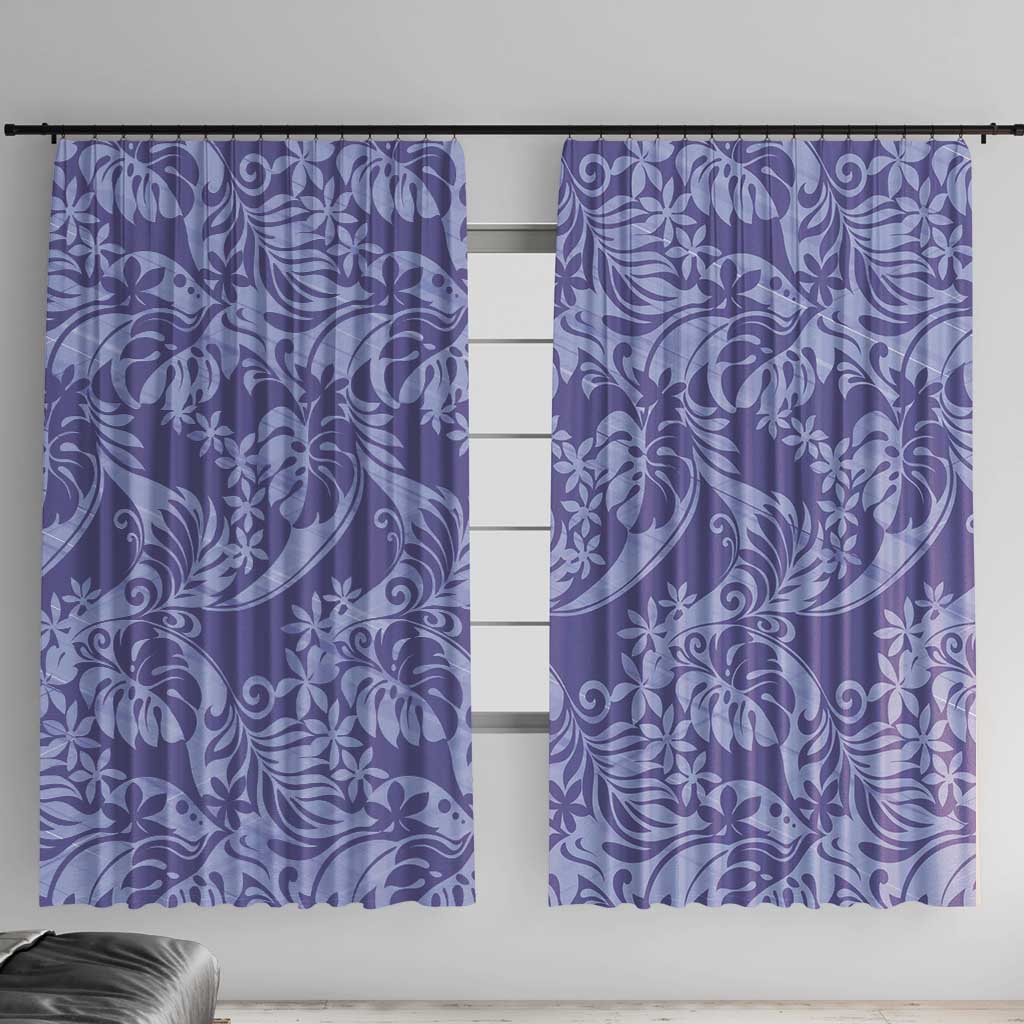 Tahiti Vareau Tiare Floral Window Curtain Monstera Palm Tropical Leaves - Polynesian Pride