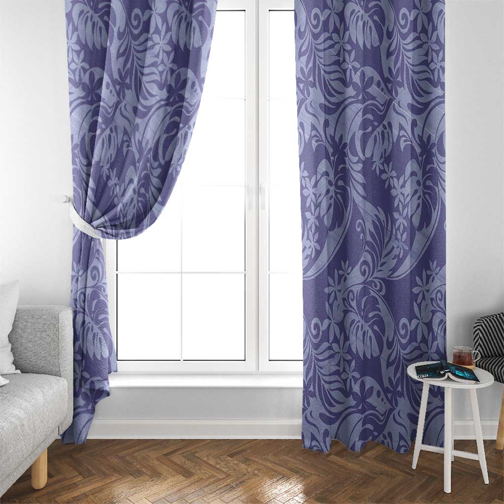 Tahiti Vareau Tiare Floral Window Curtain Monstera Palm Tropical Leaves - Polynesian Pride