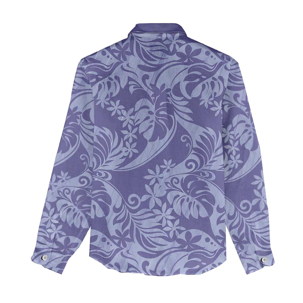 Tahiti Vareau Tiare Floral Women Casual Shirt Monstera Palm Tropical Leaves LT01 - Polynesian Pride