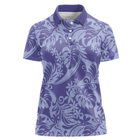 Tahiti Vareau Tiare Floral Women Polo Shirt Monstera Palm Tropical Leaves LT01 Female Purple - Polynesian Pride