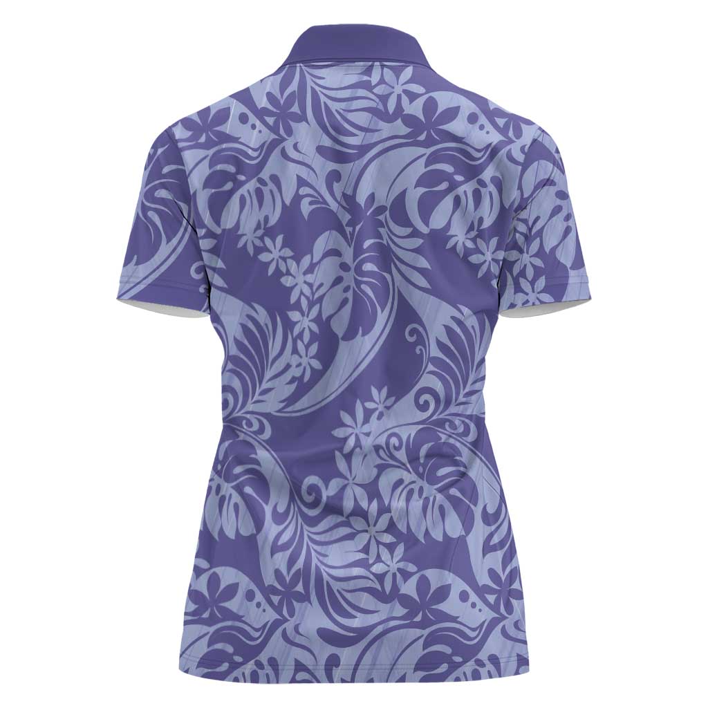 Tahiti Vareau Tiare Floral Women Polo Shirt Monstera Palm Tropical Leaves LT01 - Polynesian Pride