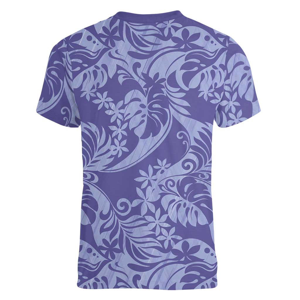 Tahiti Vareau Tiare Floral Women V-Neck T-Shirt Monstera Palm Tropical Leaves LT01 - Polynesian Pride