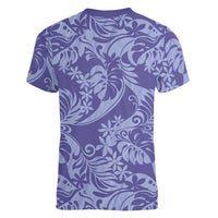Tahiti Vareau Tiare Floral Women V-Neck T-Shirt Monstera Palm Tropical Leaves LT01 - Polynesian Pride
