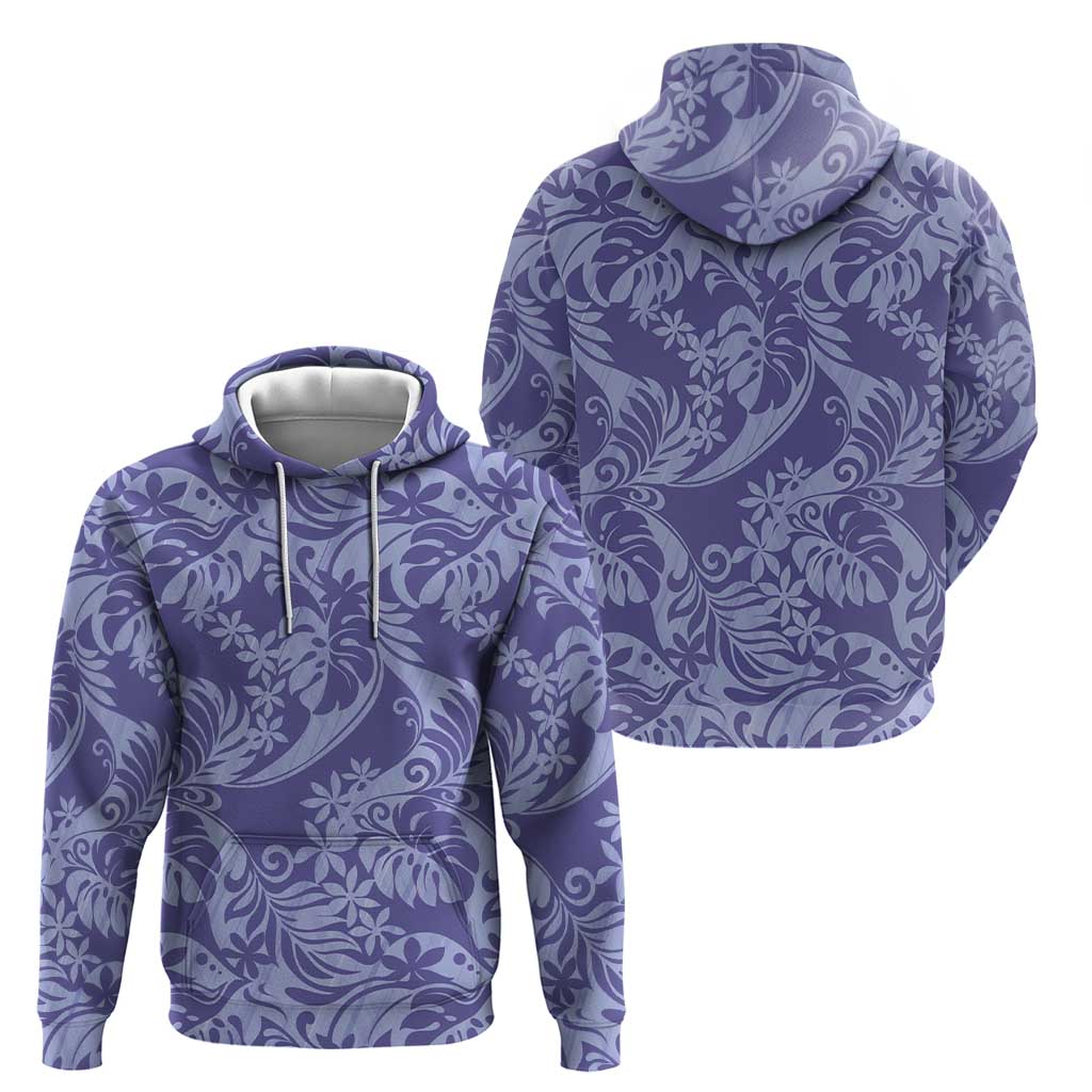Tahiti Vareau Tiare Floral Zip Hoodie Monstera Palm Tropical Leaves - Polynesian Pride