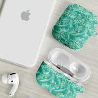 Tahiti Teal Tiare Floral AirPods Case Monstera Palm Tropical Leaves - Polynesian Pride