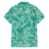 Tahiti Teal Tiare Floral Family Matching Off Shoulder Maxi Dress and Hawaiian Shirt Monstera Palm Tropical Leaves LT01 - Polynesian Pride