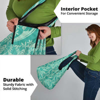 Tahiti Teal Tiare Floral Grocery Bag Monstera Palm Tropical Leaves LT01 - Polynesian Pride