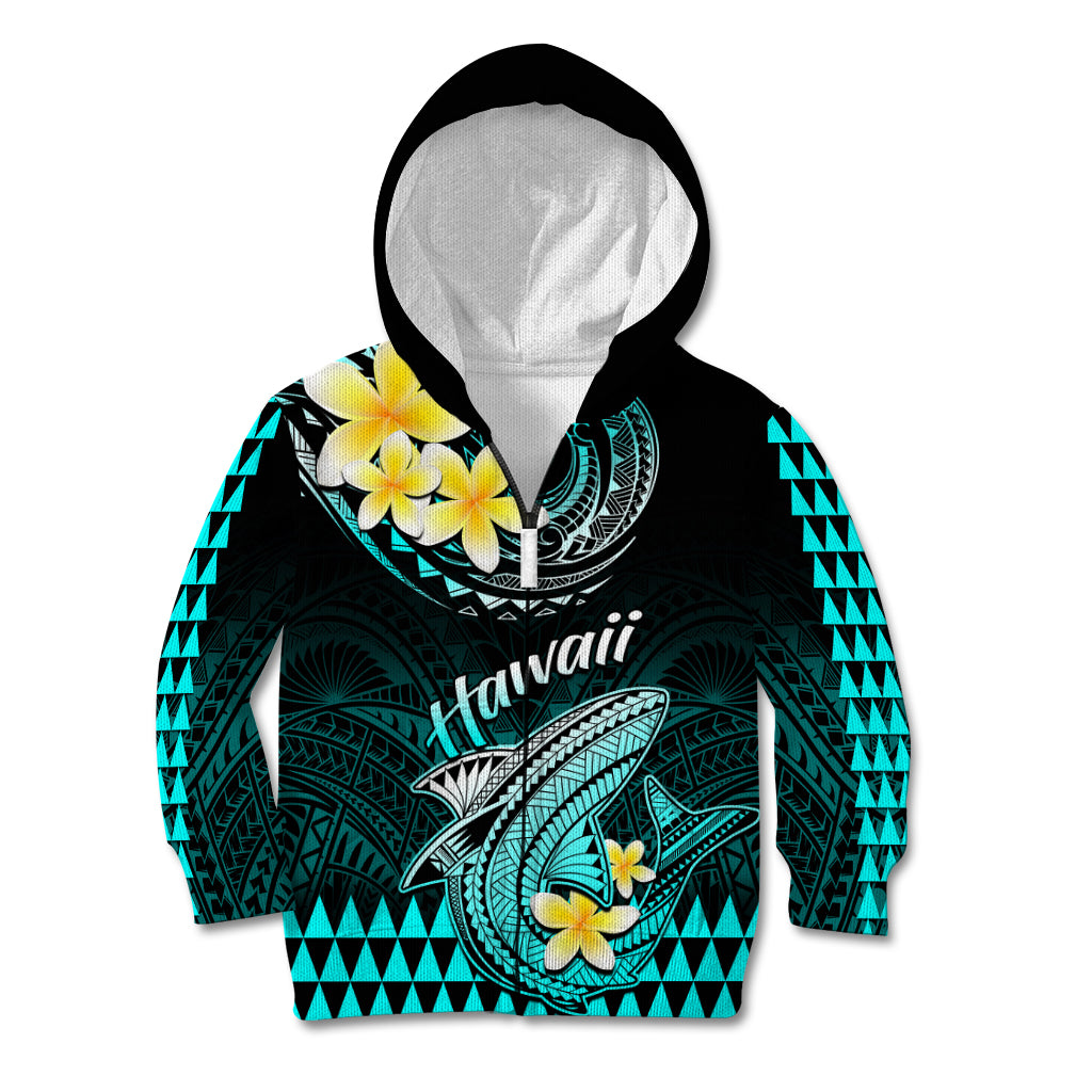 Hawaii Kid Hoodie Polynesian Shark with Kakau Turquoise Version LT01 - Polynesian Pride
