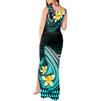 Hawaii Tank Maxi Dress Polynesian Shark with Kakau Turquoise Version LT01 - Polynesian Pride