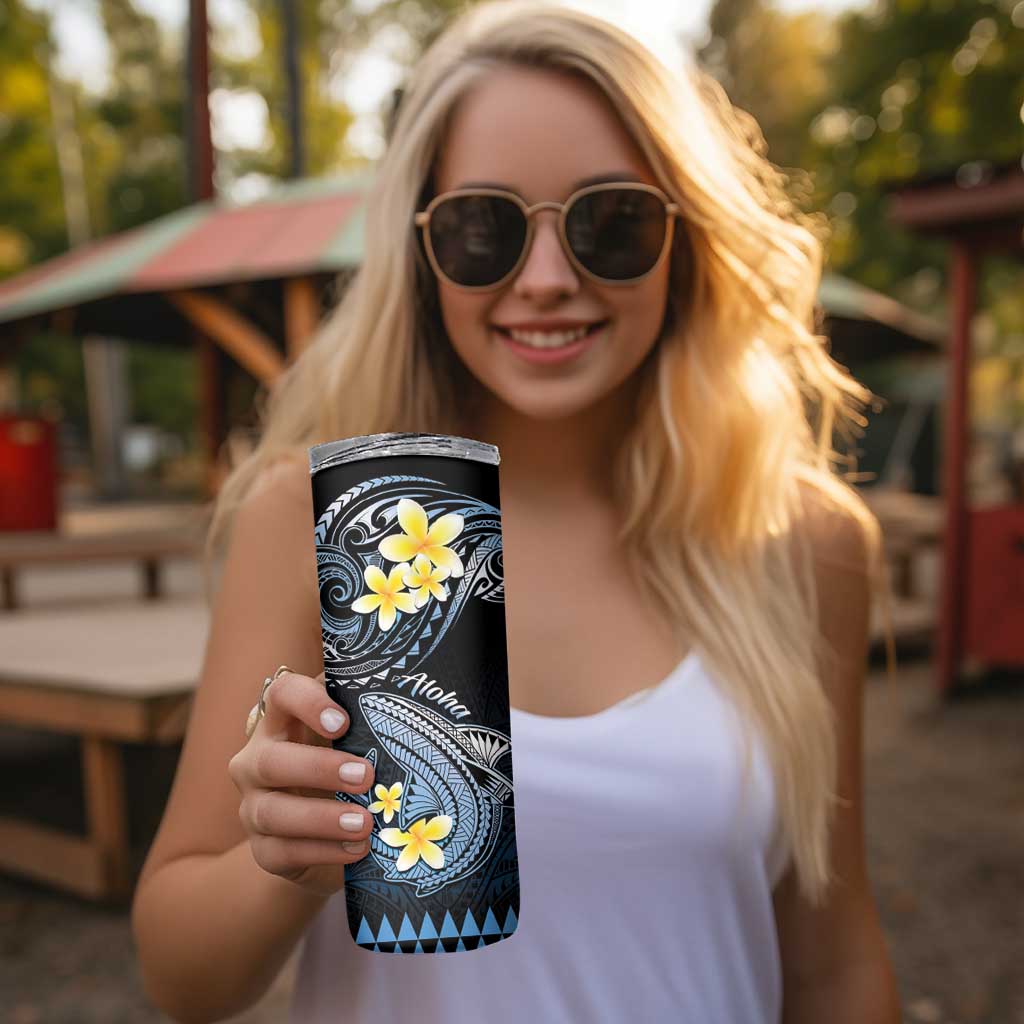 Hawaii Skinny Tumbler Polynesian Shark with Kakau Blue Version