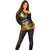 Hawaii Off Shoulder Sweater Polynesian Shark with Kakau Gold Version LT01 - Polynesian Pride
