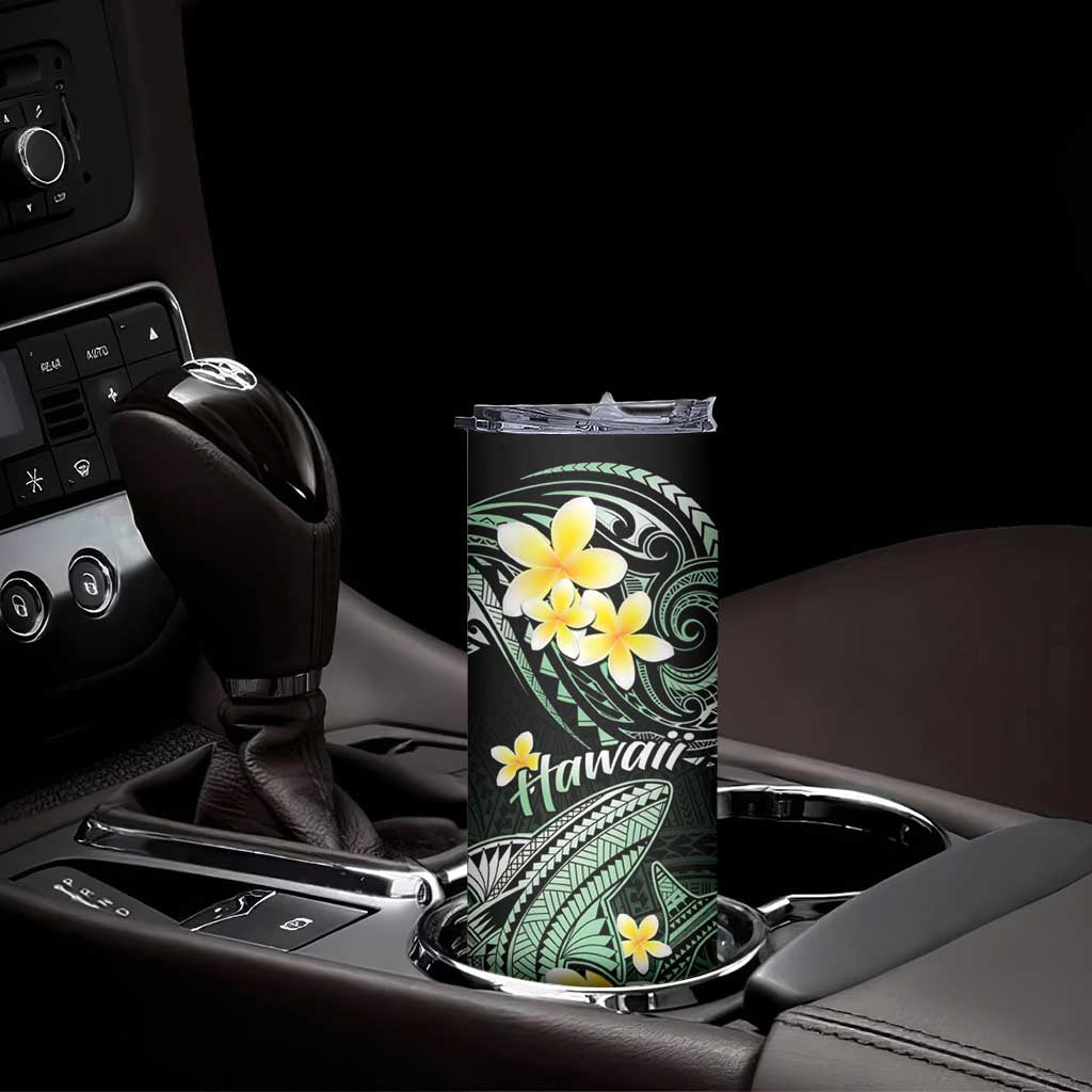 Hawaii Skinny Tumbler Polynesian Shark with Kakau Green Version