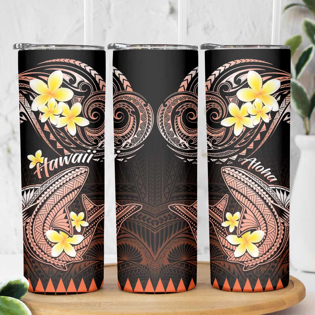 Hawaii Skinny Tumbler Polynesian Shark with Kakau Orange Version LT01 - Polynesian Pride
