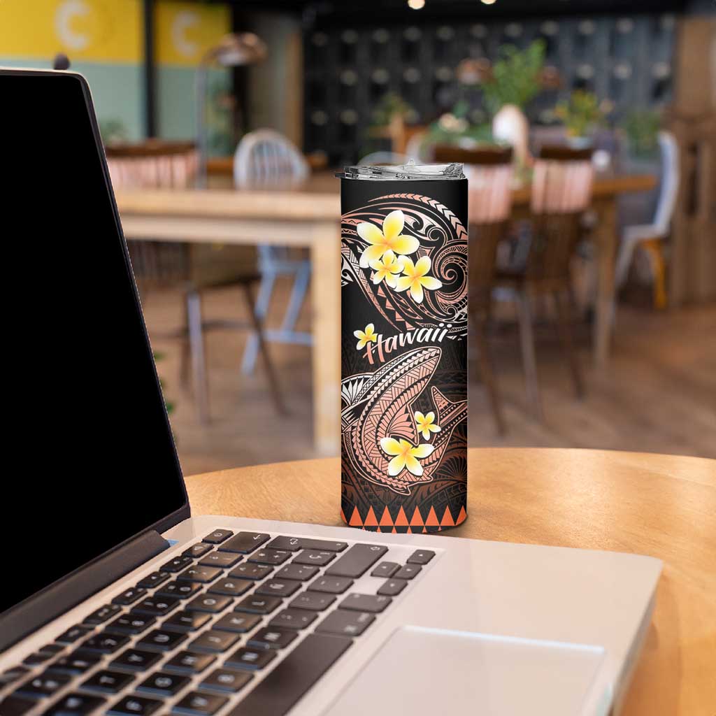 Hawaii Skinny Tumbler Polynesian Shark with Kakau Orange Version LT01 - Polynesian Pride