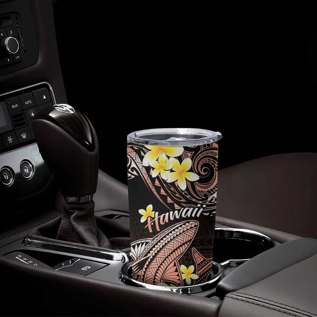 Hawaii Tumbler Cup Polynesian Shark with Kakau Orange Version