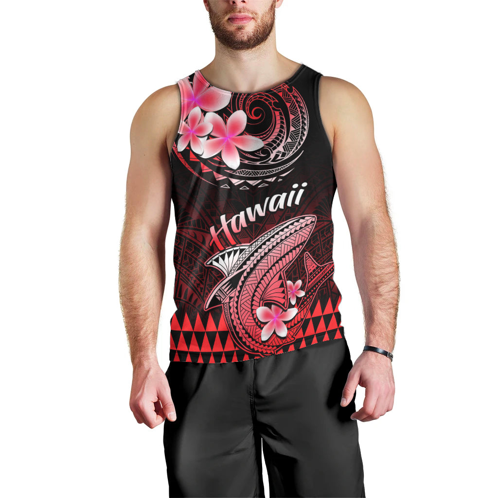 Hawaii Men Tank Top Polynesian Shark with Kakau Red Version LT01 - Polynesian Pride
