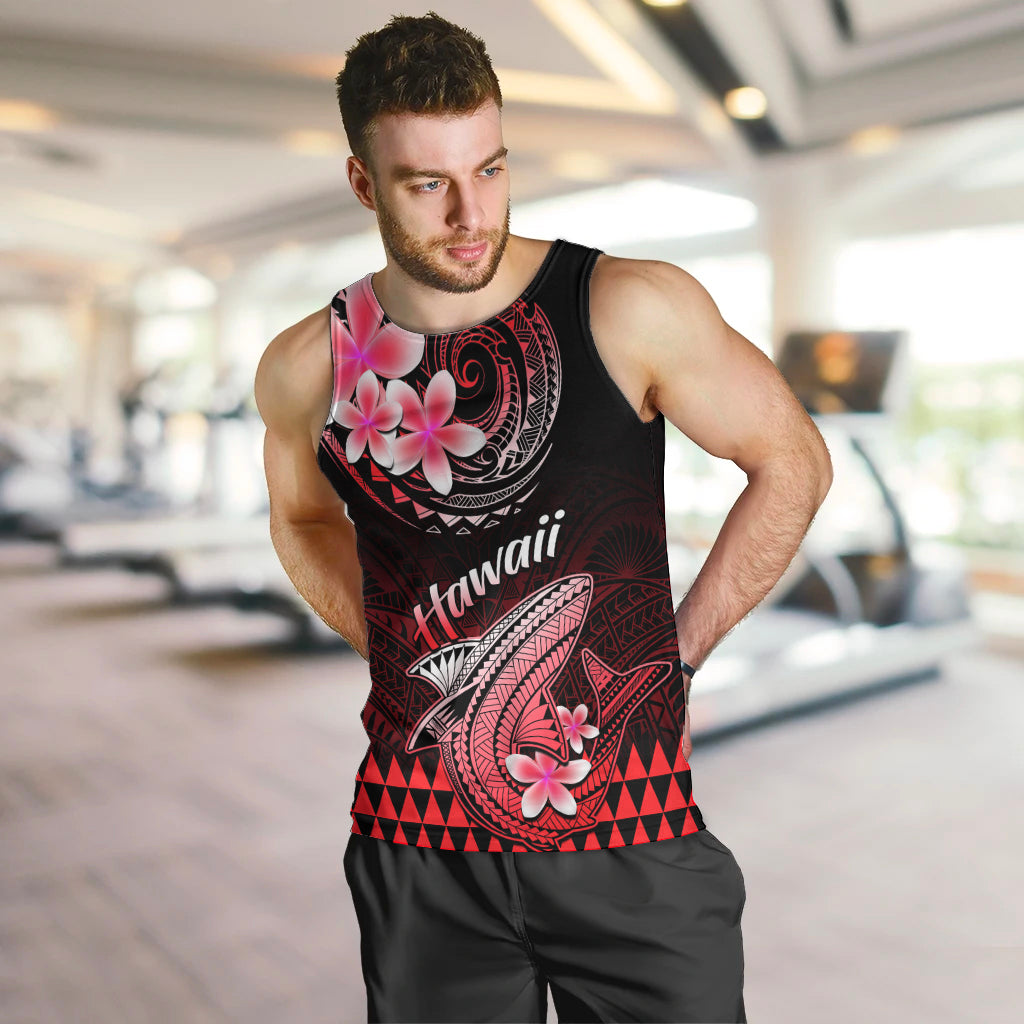 Hawaii Men Tank Top Polynesian Shark with Kakau Red Version LT01 - Polynesian Pride