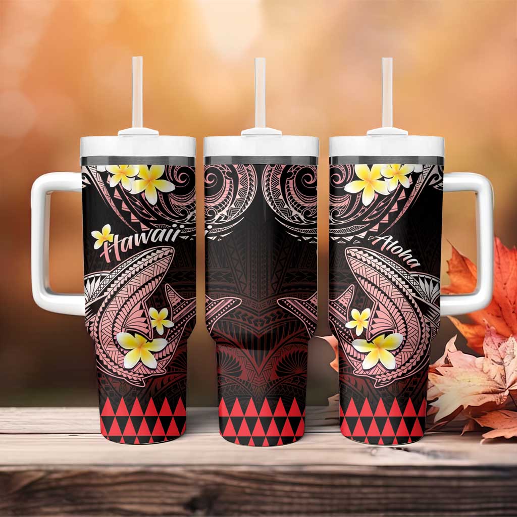 Hawaii Tumbler With Handle Polynesian Shark with Kakau Red Version