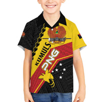 Custom PNG Family Matching Off The Shoulder Long Sleeve Dress and Hawaiian Shirt The Kumuls Are On A Roll LT01 Son's Shirt Black - Polynesian Pride