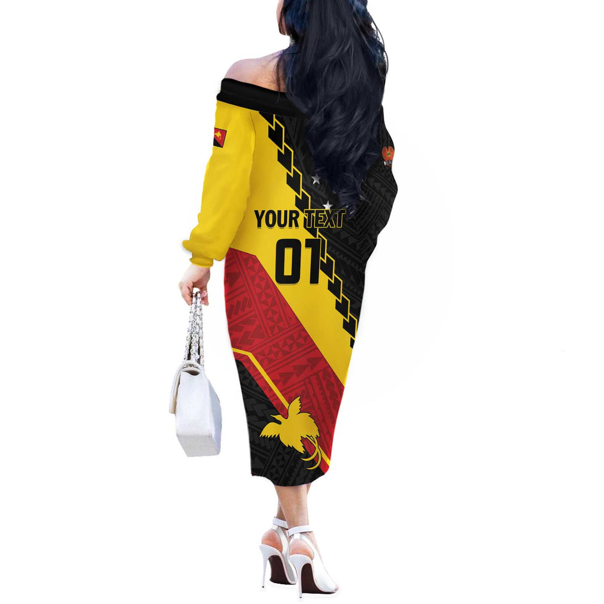 Custom PNG Off The Shoulder Long Sleeve Dress The Kumuls Are On A Roll LT01 - Polynesian Pride