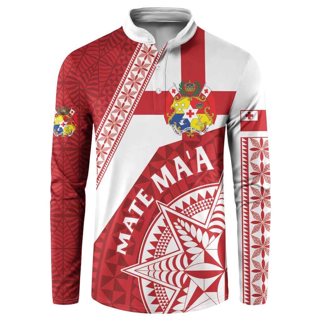 Custom Tonga Rugby Mate Maa Button Sweatshirt Ngatu Pattern