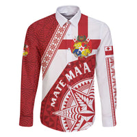 Custom Tonga Rugby Mate Maa Family Matching Off Shoulder Maxi Dress and Hawaiian Shirt Ngatu Pattern