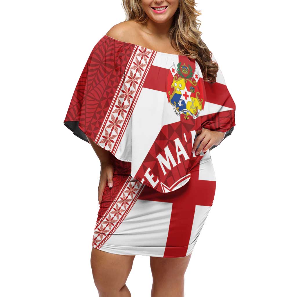 Custom Tonga Rugby Mate Maa Family Matching Off Shoulder Short Dress and Hawaiian Shirt Ngatu Pattern