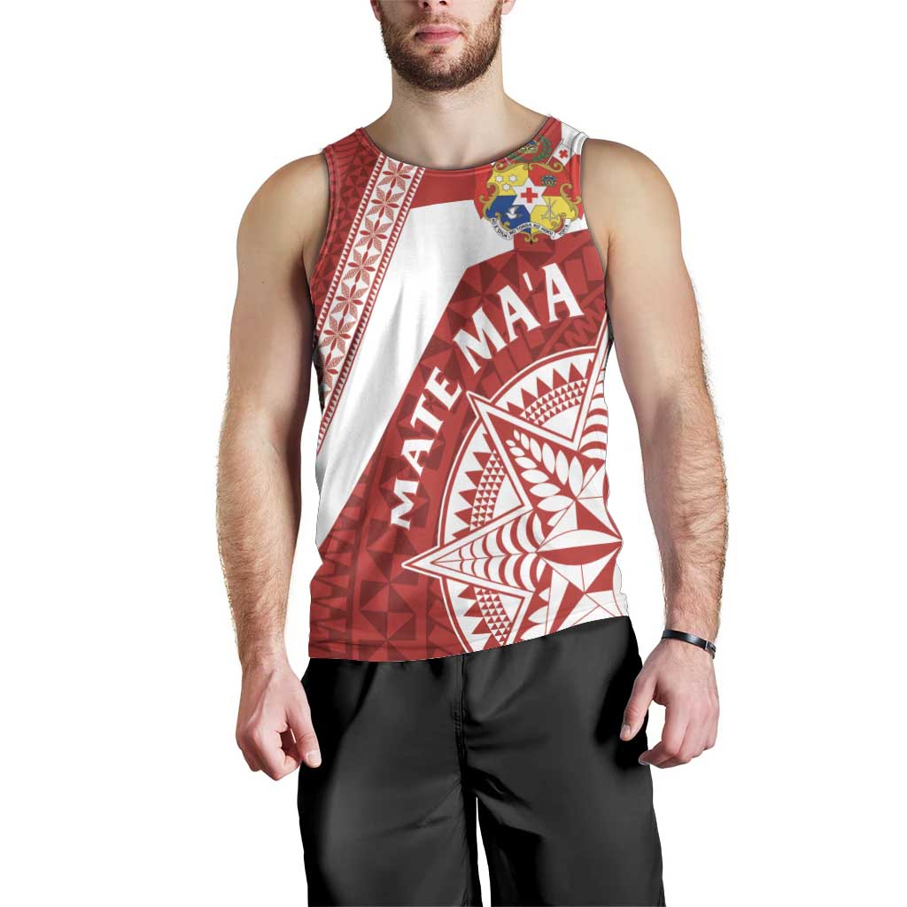 Custom Tonga Rugby Mate Maa Men Tank Top Ngatu Pattern